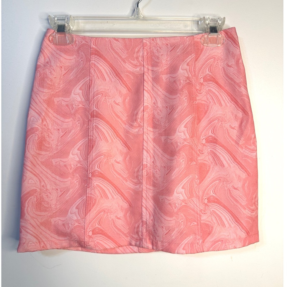 Altar'd State Mini Skirt Womens XS Pink Excellent Marble Swirl A-Line Boho